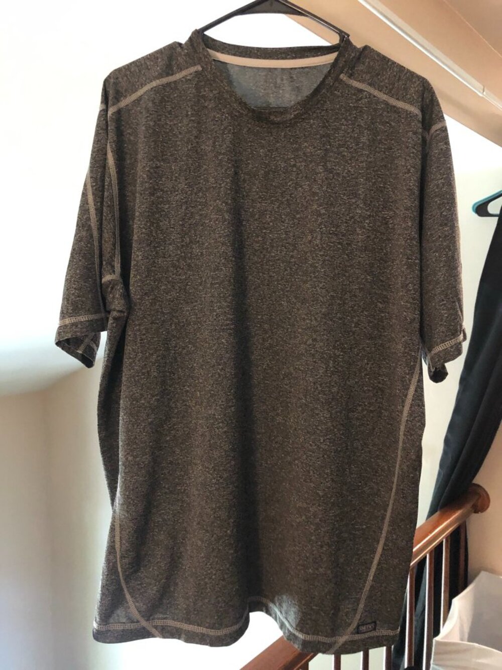 Dark Gray, Short Sleeve, Athletic Shirt; No Brand or Size; Good Condition